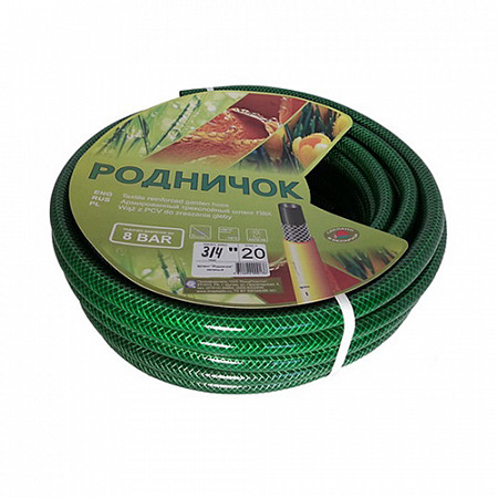 Шланг поливочный армированный Родничок РинаПластик 3/4" 30 м green