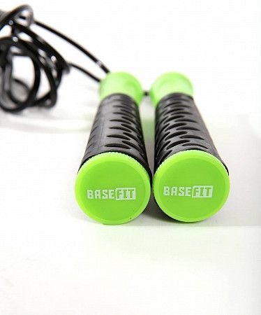 Скакалка Basefit RP-103 PVC с нескользящей ручкой black/green