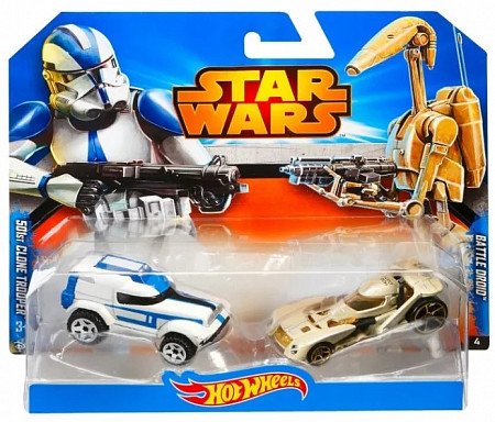 Набор машинок Hot Wheels Звездные войны Боевой дроид и Солдат-клон (CGX02)