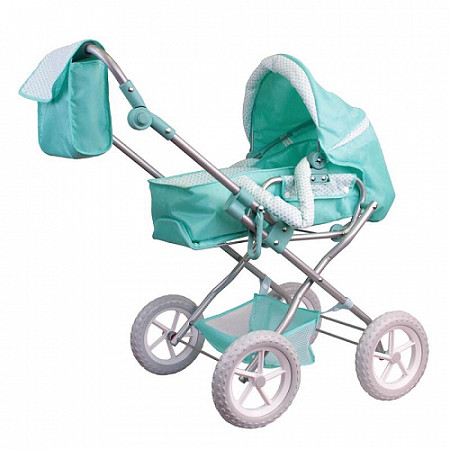 На картинке изображен Коляска для кукол Gulliver мятная с сумкой 22-15155-1 Коляска для кукол Gulliver мятная с сумкой 22-15155-1