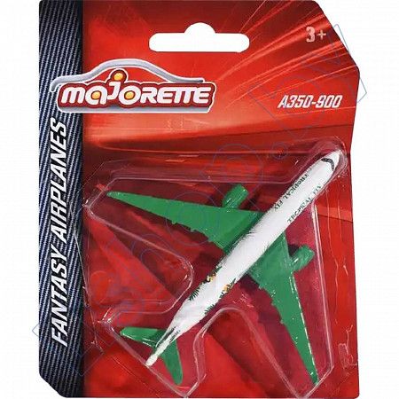 На картинке изображен Самолет Majorette Fantasy Airplanes A350-900 (212053120) white/green Самолет Majorette Fantasy Airplanes A350-900 (212053120) white/green