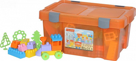 Конструктор Полесье Строитель 184 элемента в контейнере 50564