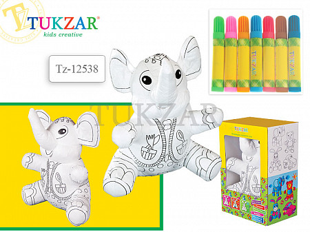 Игрушка-раскраска Tukzar Слон с набором фломастеров TZ 12540