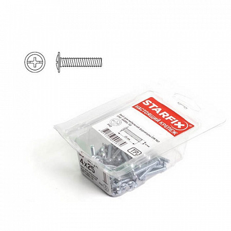 На картинке изображен Винт Starfix М4х25 мм для мебельной фурнитуры цинк DIN 967 1000 шт Винт Starfix М4х25 мм для мебельной фурнитуры цинк DIN 967 1000 шт