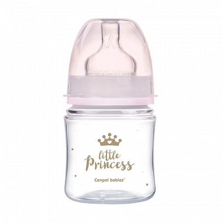 Антиколиковая бутылочка для кормления Canpol babies Easy Start ROYAL BABY с широким горлышком 120 мл., 0+ мес. (35/233_pin) pink