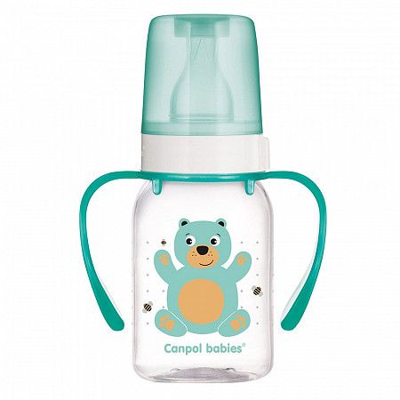 Бутылочка для кормления Canpol babies CUTE ANIMALS с ручками и узким горлышком 120 мл., 3 мес.+ (11/823) turquoise