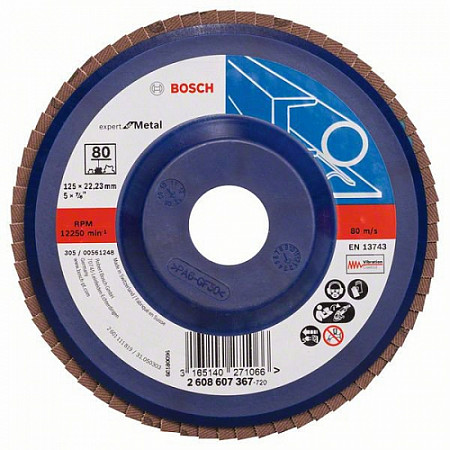 Круг лепестковый Bosch Expert for Metal 125х22,23 K80 2608607367