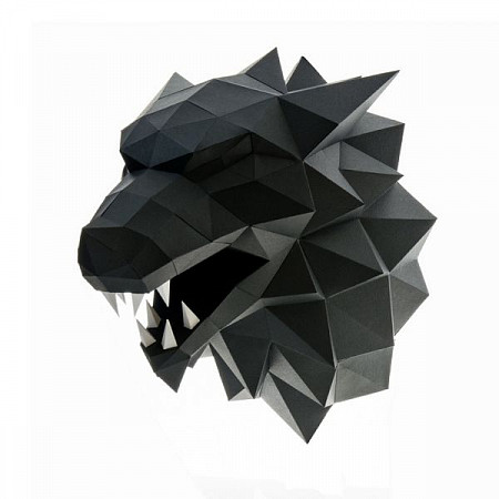 3D-конструктор PAPERRAZ Трофейная голова "Лютоволк" Black