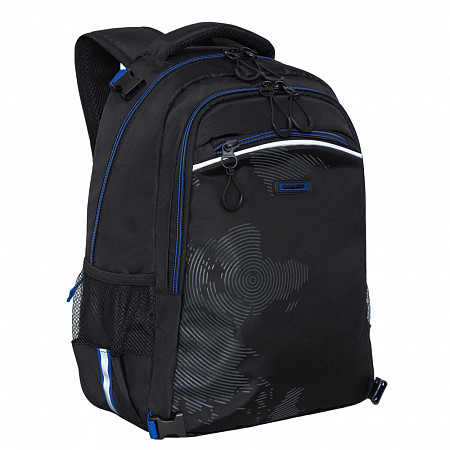 На картинке изображен Рюкзак школьный GRIZZLY RB-056-1 /4 black/blue/grey Рюкзак школьный GRIZZLY RB-056-1 /4 black/blue/grey