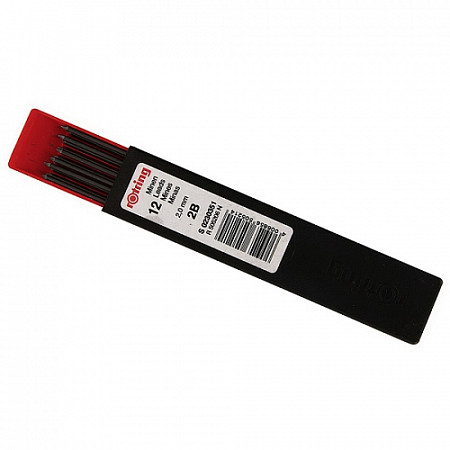 Грифели чернографитные Rotring. 2B, 2 mm, 12 шт S0230351