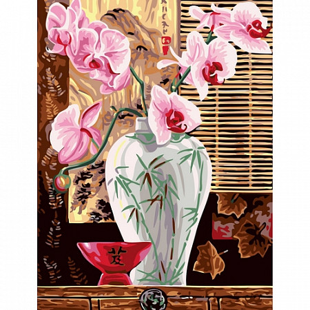 Набор красок для творчества с трафаретом для нанесения и кисточками Picasso Розовые орхидеи PC3040034