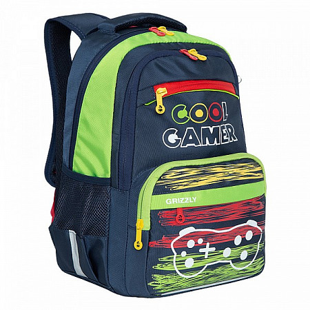 На картинке изображен Рюкзак школьный GRIZZLY RB-154-1 /2 blue Рюкзак школьный GRIZZLY RB-154-1 /2 blue
