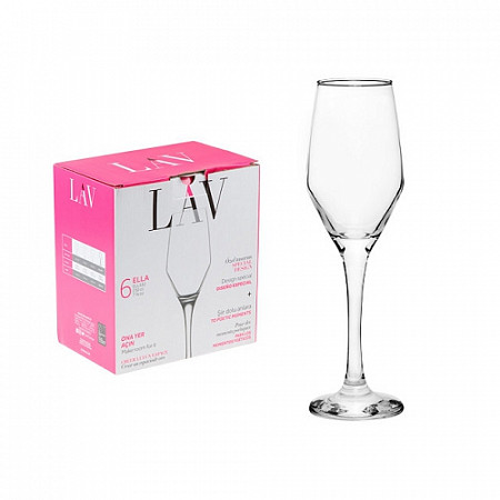 Набор бокалов Lav для шампанского, 6 шт., 190 мл, серия Mayra