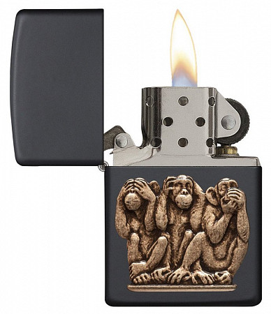 Зажигалка Zippo Three Monkeys 29409 black matte