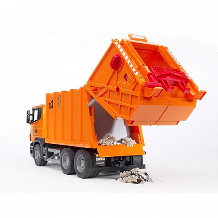 Игрушка Bruder Мусоровоз Scania (цвет оранжевый) (подходит модуль со звуком и светом "H") 03-560