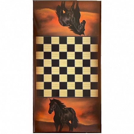 Нарды большие цветной рисунок Лошадь 600х300х36