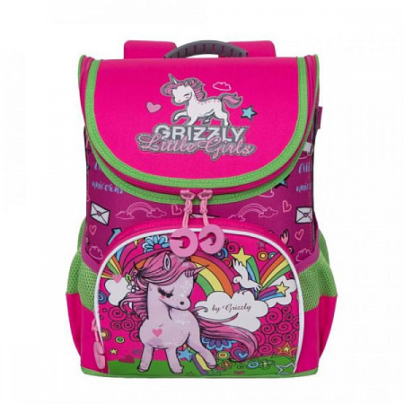 На картинке изображен Рюкзак школьный GRIZZLY RA-981-2 /1 fuchsia/honeysuckle Рюкзак школьный GRIZZLY RA-981-2 /1 fuchsia/honeysuckle