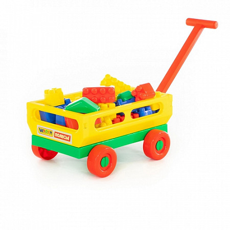 Игровой набор Полесье Тележка с ручкой №2 и Конструктор Беби 34 элемента 46871