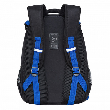 На картинке изображен Рюкзак школьный GRIZZLY RB-056-1 /4 black/blue/grey Рюкзак школьный GRIZZLY RB-056-1 /4 black/blue/grey