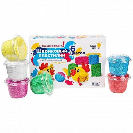 Набор для лепки Genio Kids-Art Шариковый пластилин 6 цветов незастывающий TA1805