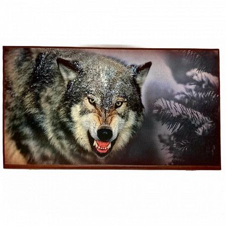 Нарды большие цветной рисунок Волк 600х300х36