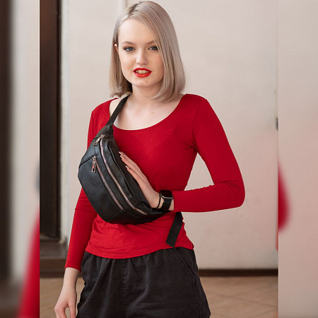 Поясная сумка женская Ors Oro OPS-0157 black