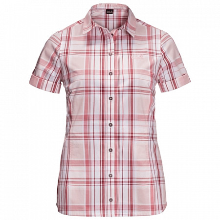 На картинке изображен Рубашка женская Jack Wolfskin Maroni River Shirt W blush pink checks Рубашка женская Jack Wolfskin Maroni River Shirt W blush pink checks