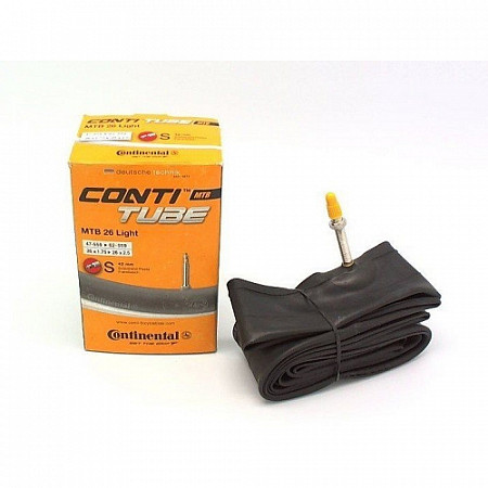 На картинке изображен Велокамера Continental MTB, 26x1.75-2.5", велониппель 42 мм, 200 гр, черная, 01816310000 Велокамера Continental MTB, 26x1.75-2.5", велониппель 42 мм, 200 гр, черная, 01816310000