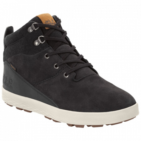 На картинке изображен Ботинки мужские Jack Wolfskin Auckland Wt Texapore Mid M black / beige Ботинки мужские Jack Wolfskin Auckland Wt Texapore Mid M black / beige