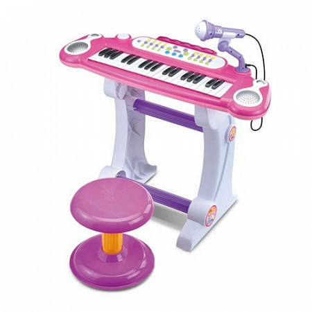 Детский электронный синтезатор со стульчиком Shantoy pink