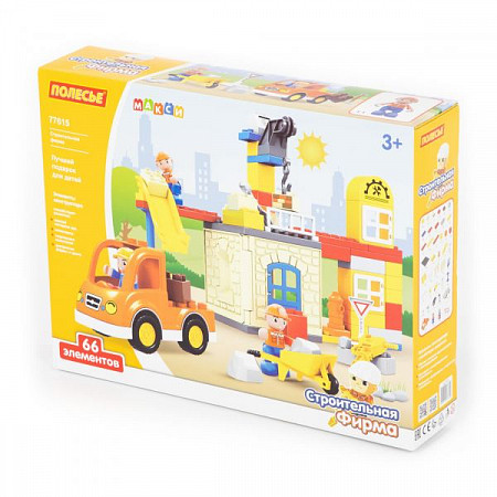 На картинке изображен Конструктор Полесье Макси Строительная фирма 66 элементов 77615 Конструктор Полесье Макси Строительная фирма 66 элементов 77615