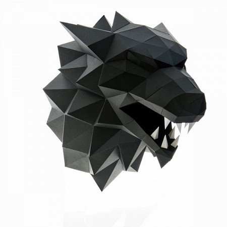 3D-конструктор PAPERRAZ Трофейная голова "Лютоволк" Black