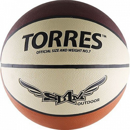 Мяч баскетбольный Torres Slam B00067 beige/burgundy/orange