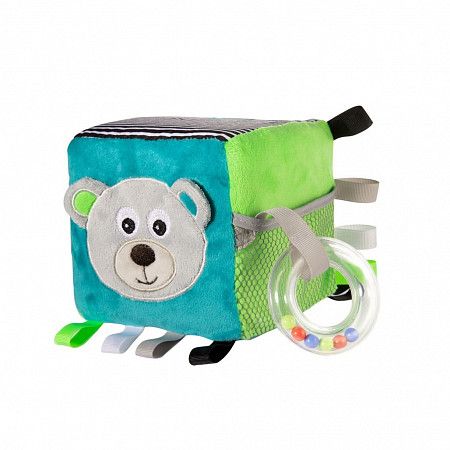 Мягкая игрушка Canpol babies  Soft Sensory Cube  BEARS с погремушкой 3м+ (68/073_grey) grey