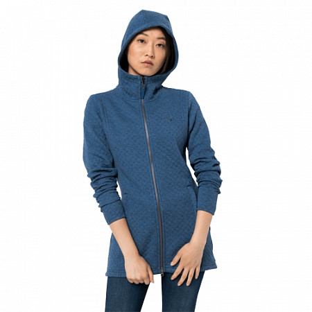 На картинке изображен Пальто женское Jack Wolfskin Mila Hooded Jacket W ocean wave Пальто женское Jack Wolfskin Mila Hooded Jacket W ocean wave