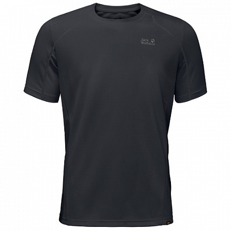 На картинке изображен Футболка Jack Wolfskin Helium Chill T-shirt M 1804441 dark grey Футболка Jack Wolfskin Helium Chill T-shirt M 1804441 dark grey