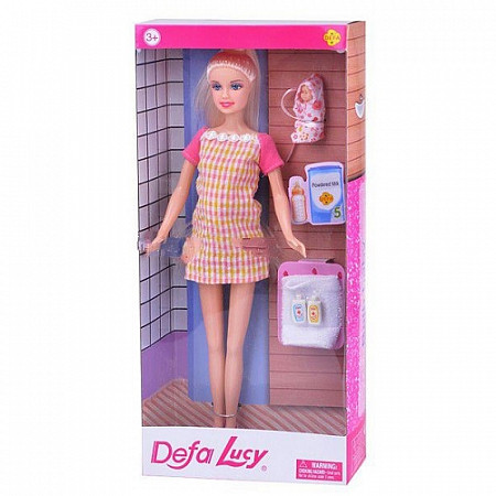 Куклы Defa Lucy с малышом 8357 pink/yellow