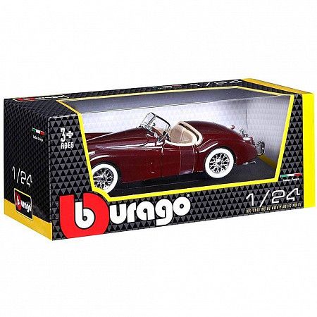 На картинке изображен Машинка Bburago 1:24 Jaguar Xk 120 Roadster 1951 (18-22018) red Машинка Bburago 1:24 Jaguar Xk 120 Roadster 1951 (18-22018) red