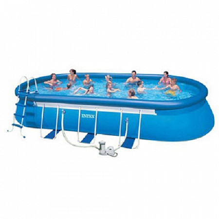 На картинке изображен Бассейн Intex Oval Frame 28194/54934/54432 Бассейн Intex Oval Frame 28194/54934/54432