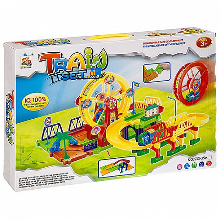 Набор игровой Shenzhen Toys поезд на трассе с колесом обозрения, 57 деталей 533-35B yellow