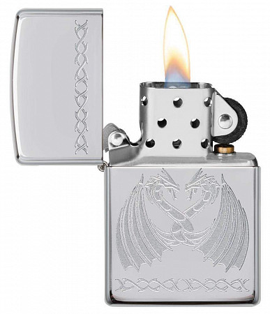 Зажигалка Zippo High Polish Chrome Dancing Dragons 29988