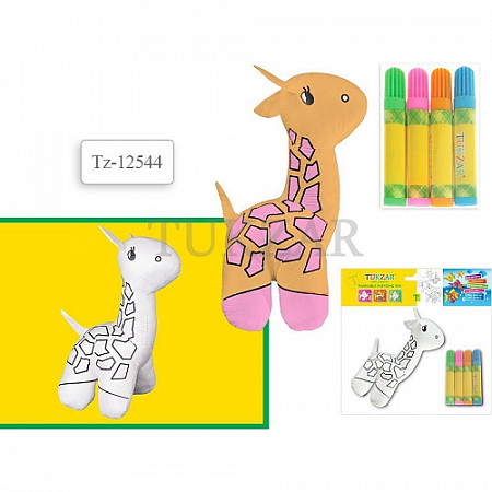 Игрушка-раскраска Tukzar "Жираф" с набором фломастеров 4 цвета TZ 12544