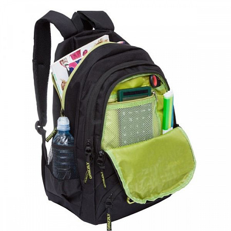 Рюкзак GRIZZLY RU-806-1 black/lime