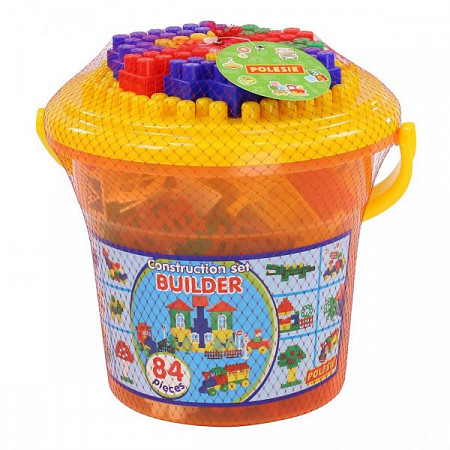 Конструктор Полесье Строитель 84 элемента в ведре Макси 37213