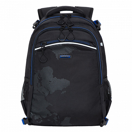 На картинке изображен Рюкзак школьный GRIZZLY RB-056-1 /4 black/blue/grey Рюкзак школьный GRIZZLY RB-056-1 /4 black/blue/grey