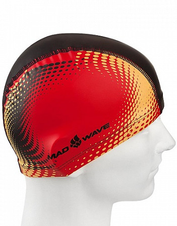На картинке изображен Шапочка для бассейна (плавания) взрослая Mad Wave PU Coated Dots red Шапочка для бассейна (плавания) взрослая Mad Wave PU Coated Dots red