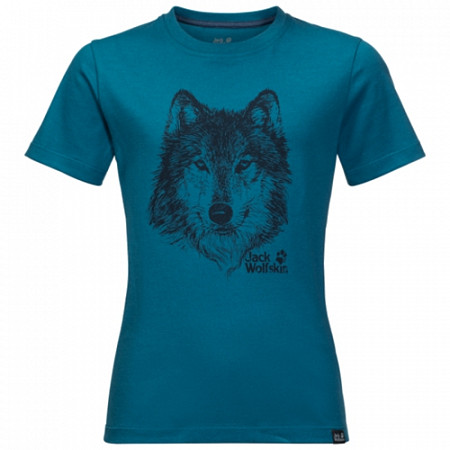 На картинке изображен Футболка детская Jack Wolfskin Brand T Boys celestial blue Футболка детская Jack Wolfskin Brand T Boys celestial blue