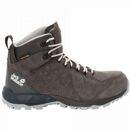 На картинке изображен Ботинки женские Jack Wolfskin Cascade Hike Lt Texapore Mid W dark steel / phantom Ботинки женские Jack Wolfskin Cascade Hike Lt Texapore Mid W dark steel / phantom