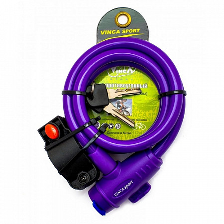 На картинке изображен Замок велосипедный Vinca Sport 12х1200мм violet VS 588violet Замок велосипедный Vinca Sport 12х1200мм violet VS 588violet