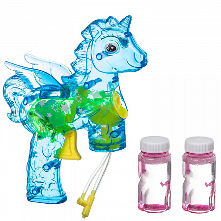 Пистолет с мыльными пузырями Bondibon Наше Лето Единорог ВВ4386 blue